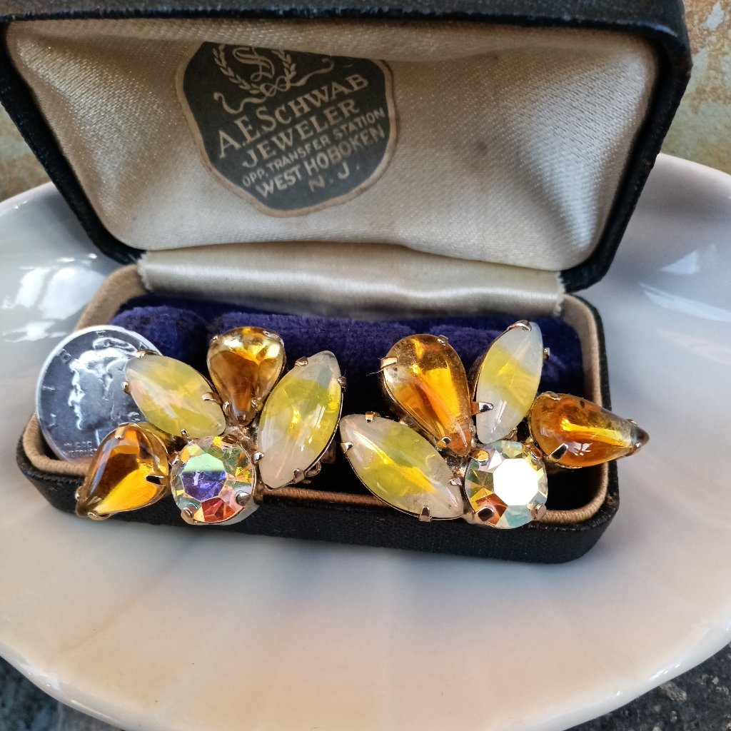 1950's Aurora Borealis Earrings. Juliana